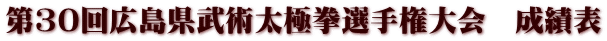 第30回広島県武術太極拳選手権大会　成績表